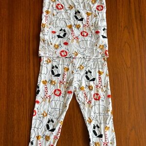 Magnetic Me White Pajama Set with Red and Mustard Animal Prints